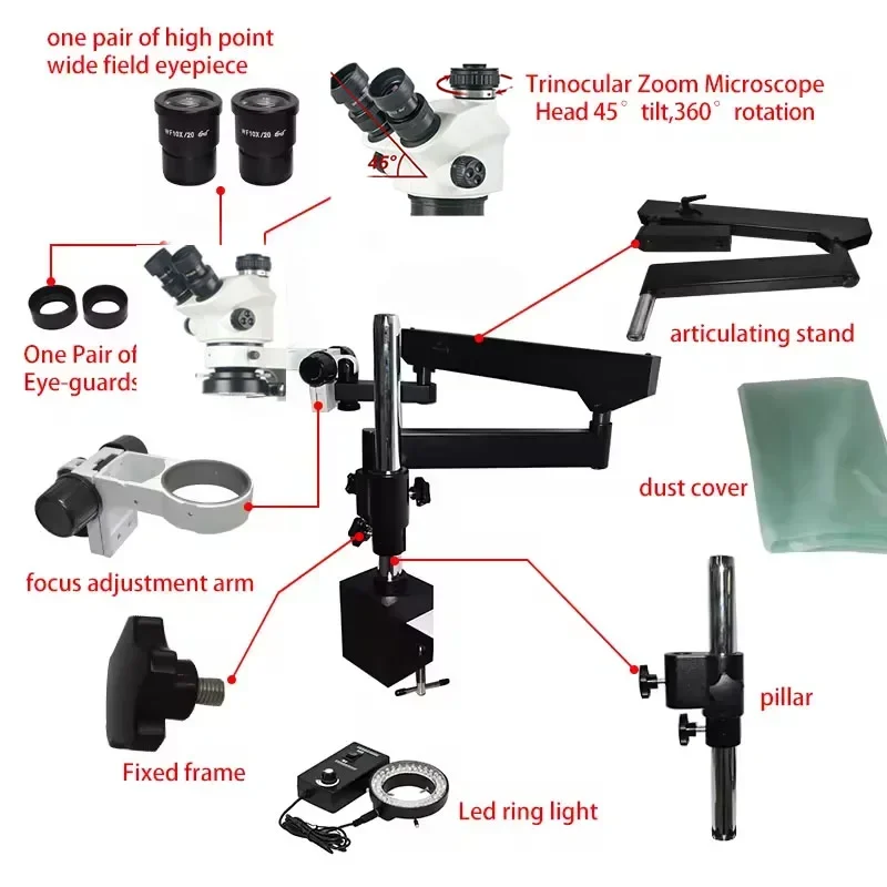 2026 Neues 3,5X-100X Flexibles – Articulating Arm Boom Stand Microscope Bewertung und Preis